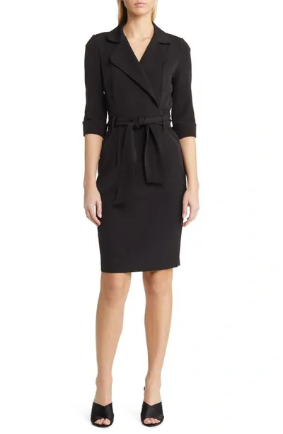 Black Halo Lucinda Faux Wrap Coat Dress In Black