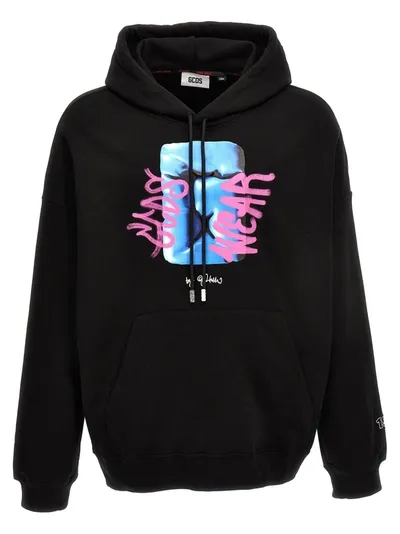 Gcds Logo Print Hoodie Sweatshirt Black