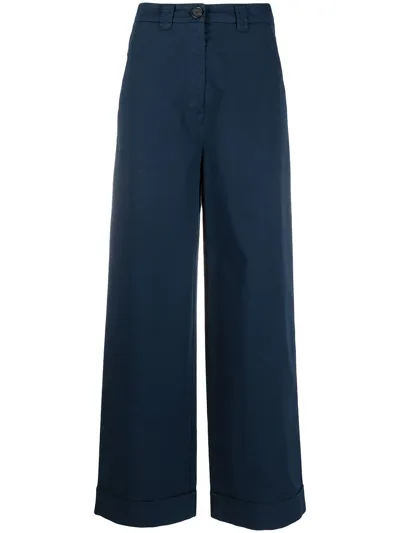 Semicouture Wide Leg Tailored Trousers In Blue