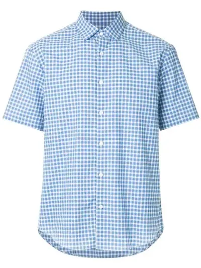 Cerruti 1881 Short Sleeve Checked Shirt In Blue