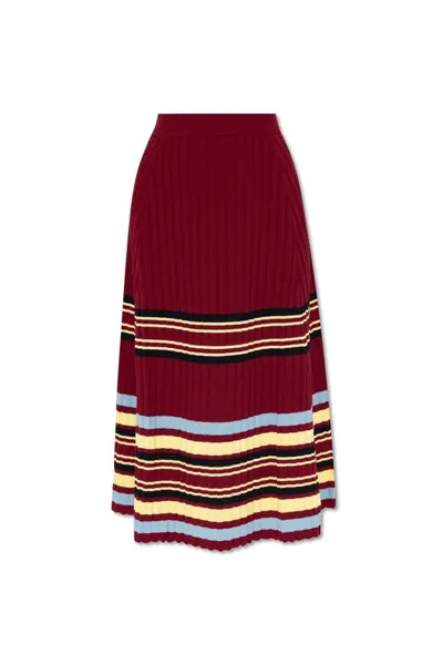 Wales Bonner Wander Knit Skirt In Red Yellow Blue