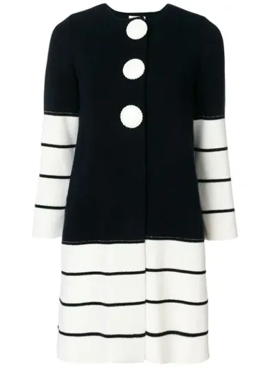 Charlott Striped Knit Coat In Blue