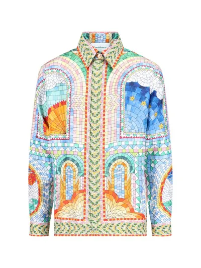 Casablanca Mosaic De Damas Print Silk Twill Shirt