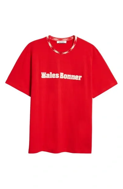 Wales Bonner Original Sorbonne-print Organic-cotton T-shirt In Red