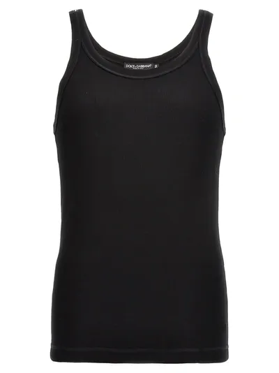 Dolce & Gabbana Ribbed Tank Top Tops Black