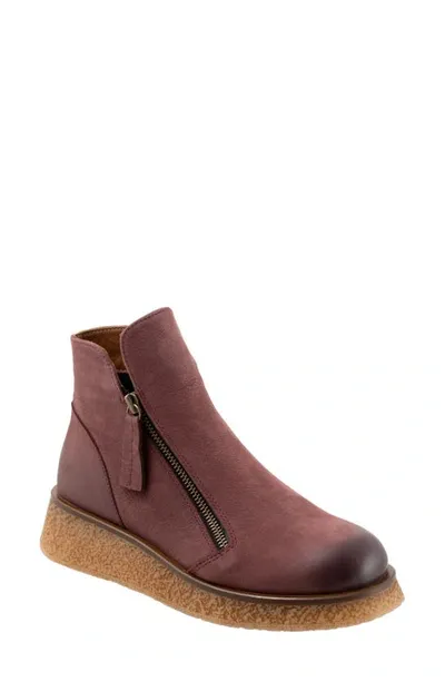 Bueno Phoenix Zip Bootie In Dark Wine Nubuck