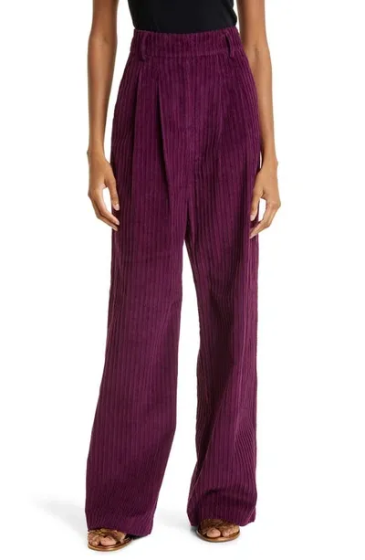 Farm Rio Corduroy Wide Leg Pants In Burgundy