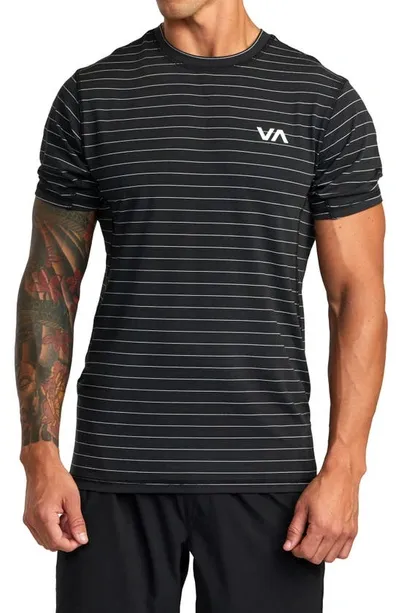 Rvca Sport Vent Stripe Performance Graphic T-shirt In Black