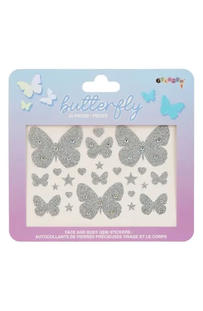 Iscream Kids' Butterfly Gem Body Stickers In Multi