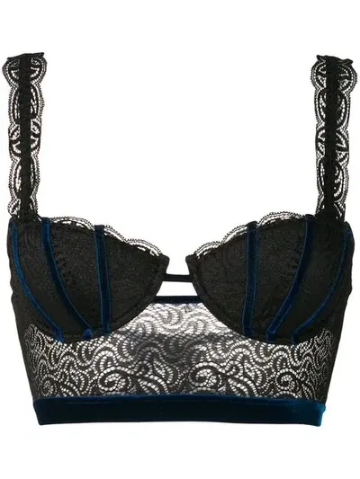 Chite' Patterned Balcony Bra  In Black