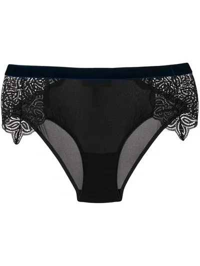 Chite' Side Lace Pattern Briefs  In Black