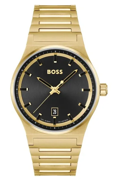 Hugo Boss Men's Candor Gold Ion Plated Stainless Steel Bracelet Watch 41mm