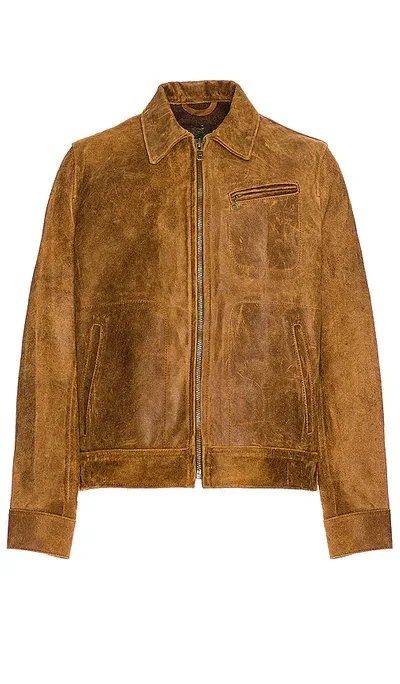 Schott Duke Unlined Rough Suede Jacket In Brown