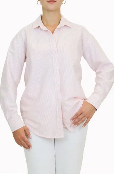 Beachlunchlounge Stripe Oversize Shirt In Pink Chic