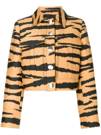 Proenza Schouler Tiger-print Wool And Silk-blend Jacquard Jacket In Bronze Black Tiger