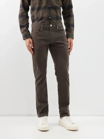 Frame L'homme Slim-fit Stretch Lyocell-blend Trousers In Brown