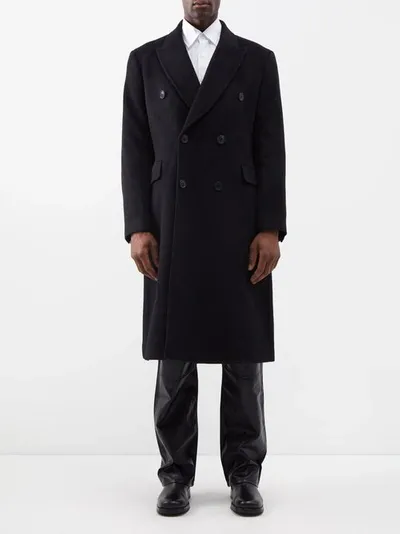 Our Legacy Whale Double-breasted Mohair-blend Coat In Black