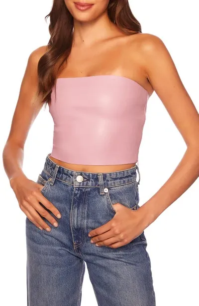 Susana Monaco Faux Leather Crop Tube Top In Lip Gloss