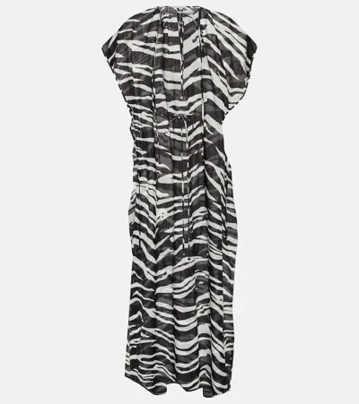 Stella Mccartney Zebra-print Cotton Maxi Dress In Oxford/ivory