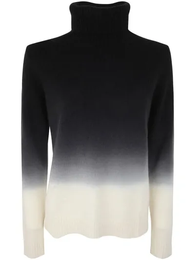 Kujten Mochi Dip Dye Turtle Neck Sweater Clothing In Black