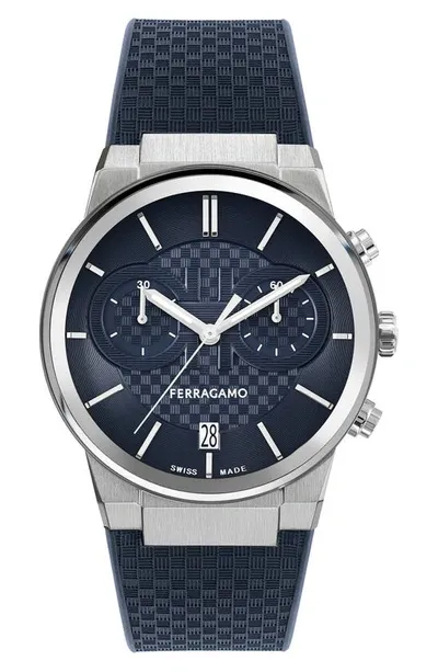 Ferragamo Men's Stainless Steel & Silicone Chronograph Watch/41mm In Blue