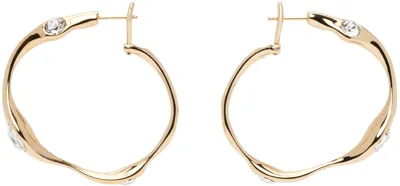 Ami Alexandre Mattiussi Crystal-embellished Hammered Hoop Earrings In Yellow