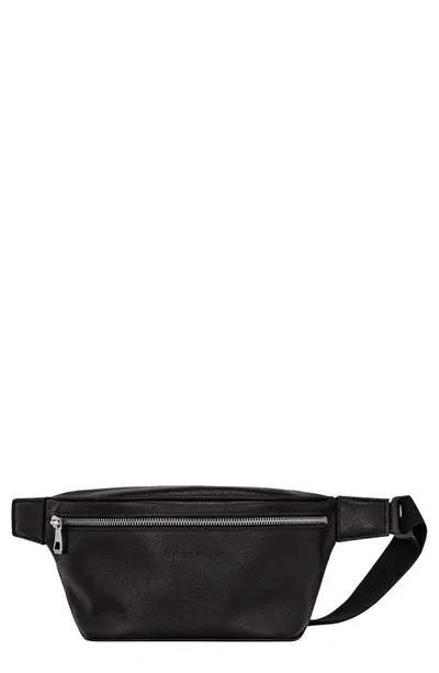 Longchamp Le Foulonné Leather Belt Bag In Black