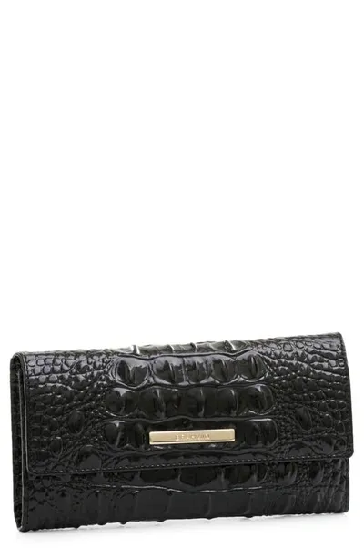 Brahmin Cordelia Croc Embossed Leather Wallet In Black