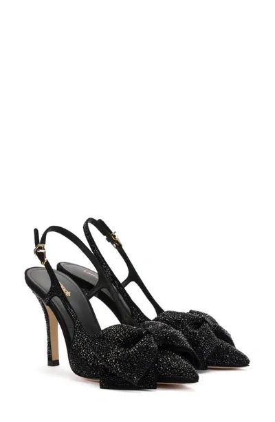 Larroude Elle Crystal Slingback Pump In Black