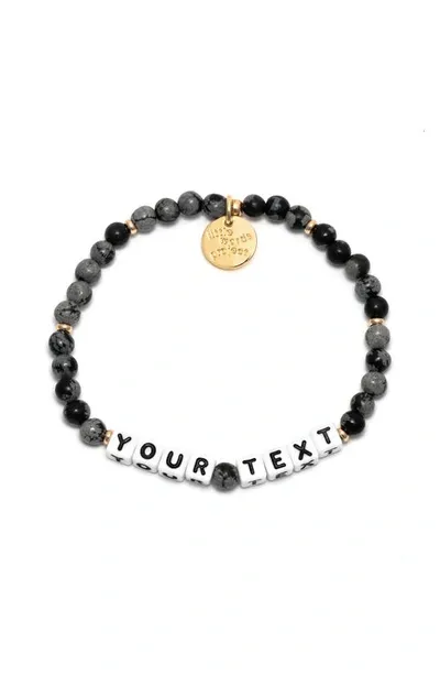 Little Words Project Snowflake Custom Beaded Stretch Bracelet In Black