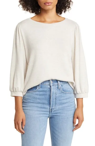 Caslon Cozy Knit Top In Beige Oatmeal Light Heather