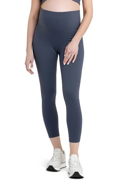 Ripe Maternity Tempo Stretch Nylon Crop Maternity Leggings In Blue Steel