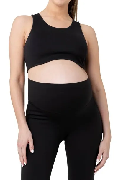 Ripe Maternity Tempo Stretch Nylon Maternity Crop Top In Black