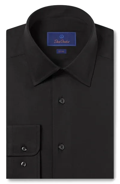 David Donahue Slim Fit Supima® Cotton Twill Dress Shirt In Black