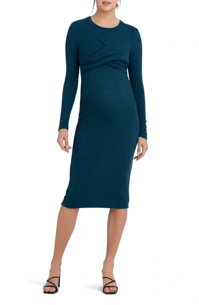 Ripe Maternity Maternity Ripe Lola Cross Front Nursing Dress Peacock In Medium Blue