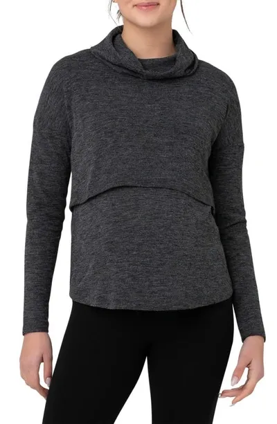 Ripe Maternity Maternity Ripe Cameron Roll Neck Nursing Top Dark Charcoal