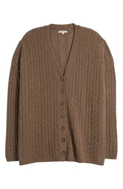 Reformation Giusta Cable Knit Oversize Cashmere Cardigan In Brown