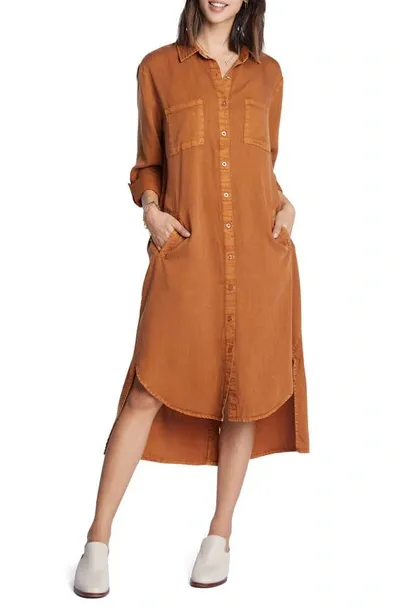 Wash Lab Denim Chill Out Shirtdress In Golden Rust (finished Hem)