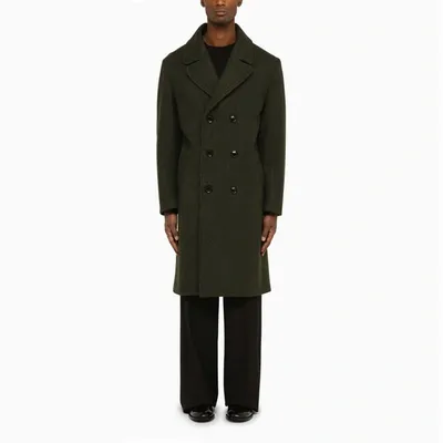 Doppiaa Double-breasted Military Wool Coat In Green