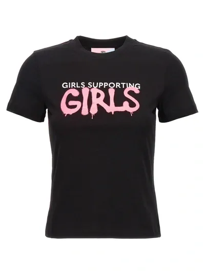 Chiara Ferragni Brand Girls Supporting Girls T-shirt Black