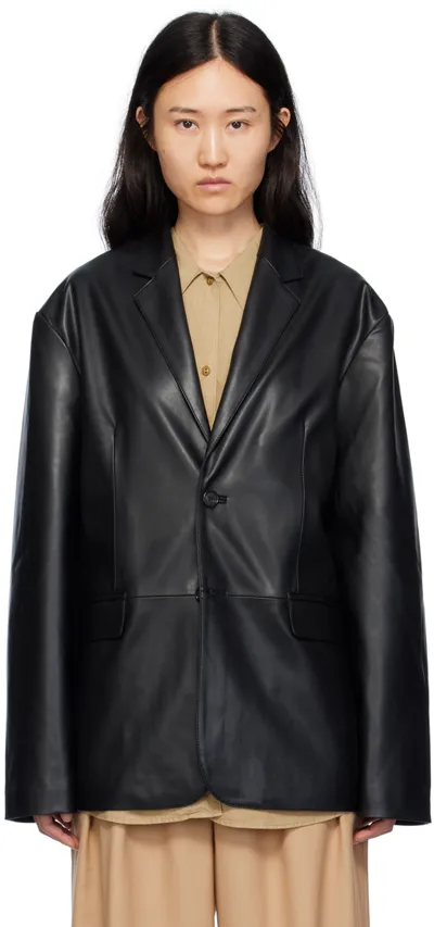 The Frankie Shop Black Olympia Faux-leather Blazer