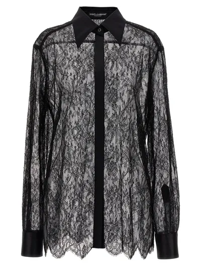 Dolce & Gabbana Chantilly Lace Shirt Shirt, Blouse In Black