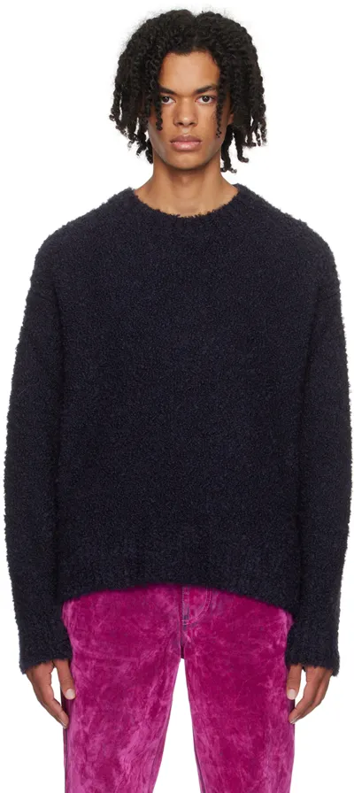 Sunnei Crew-neck Chunky-knit Jumper In Blue