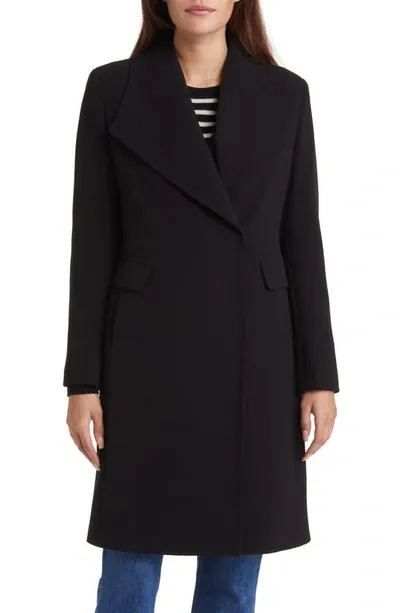 Via Spiga Swing Crepe Coat In Black