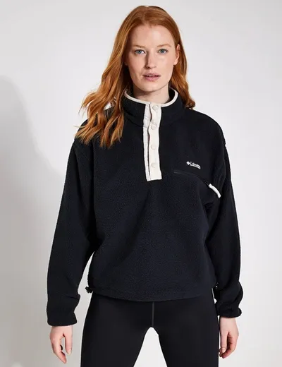 Columbia Helvetia Cropped Half Snap Fleece In Black