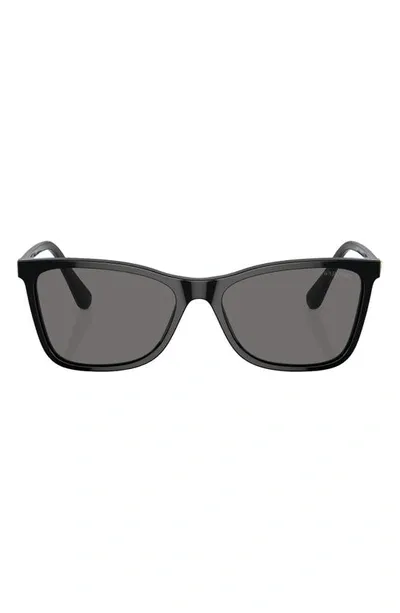 Swarovski 56mm Rectangular Sunglasses In Black