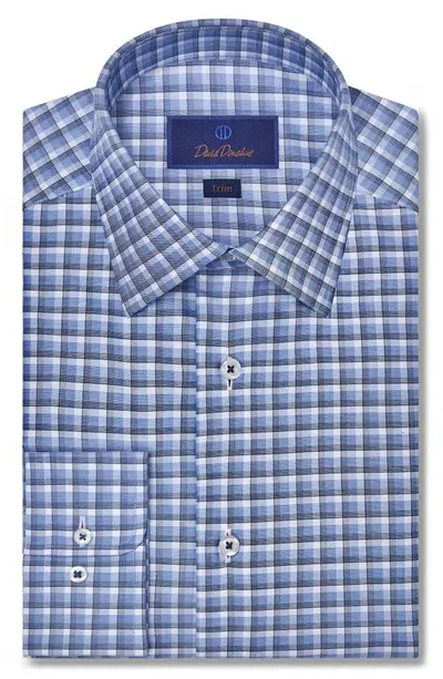 David Donahue Trim Fit Check Twill Dress Shirt In Blue