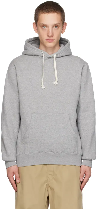 Beams Gray Drawstring Hoodie In H.grey