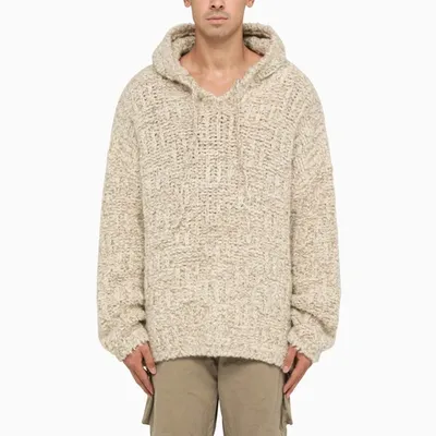 Erl Beige Wool Knit Hoodie