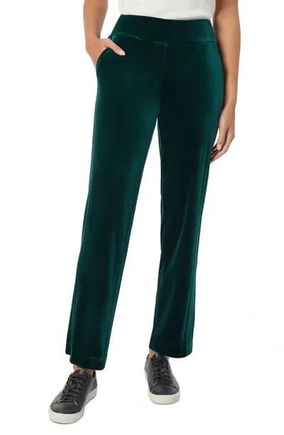 Jones New York Straight Leg Velvet Pull-on Pants In Forest Green